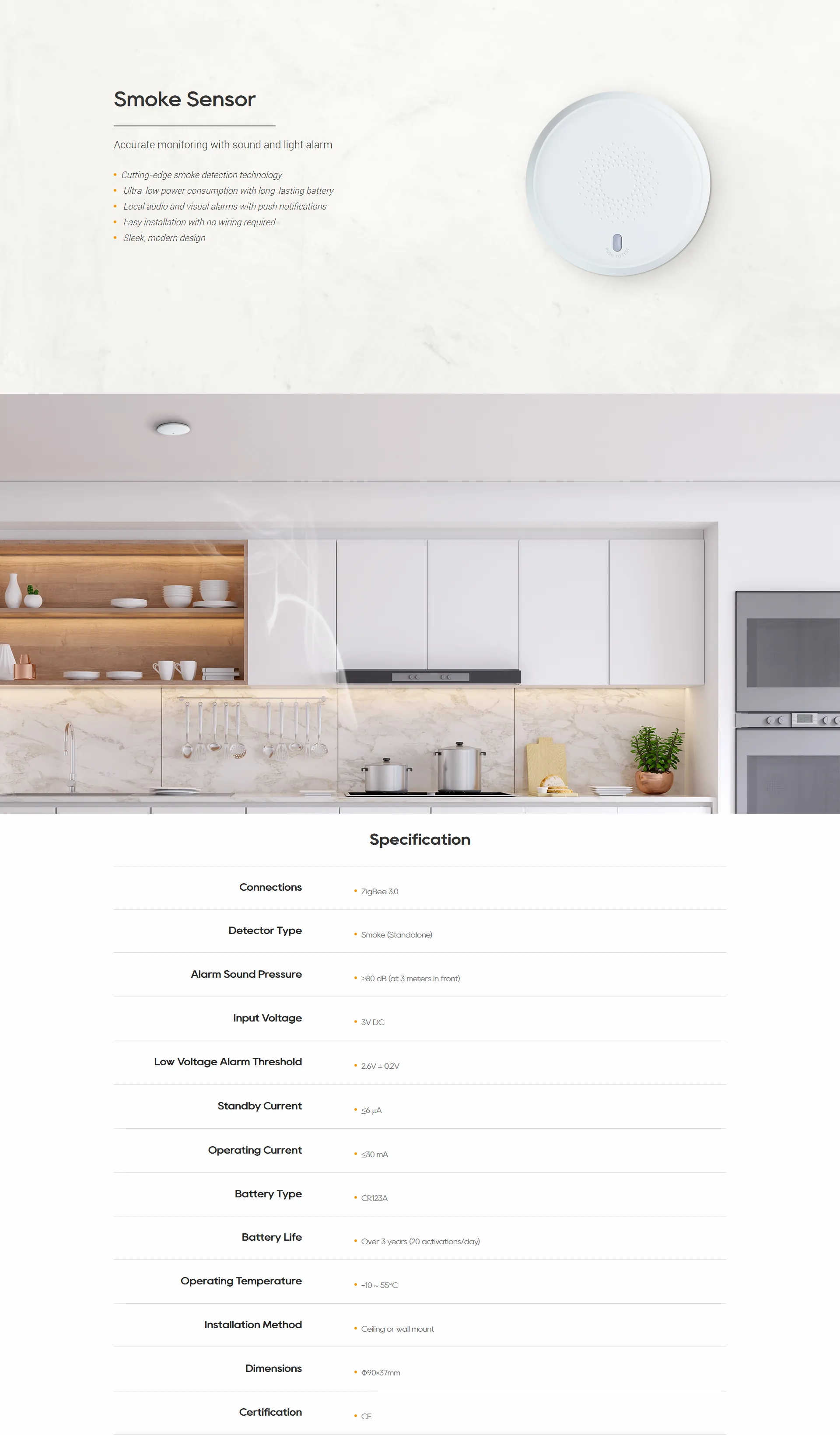 Akubela Smart Smoke Sensor feature