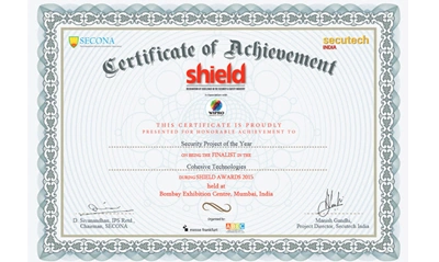Certificate of Achievement — Secutech India — Cohesive Technologies award 2015